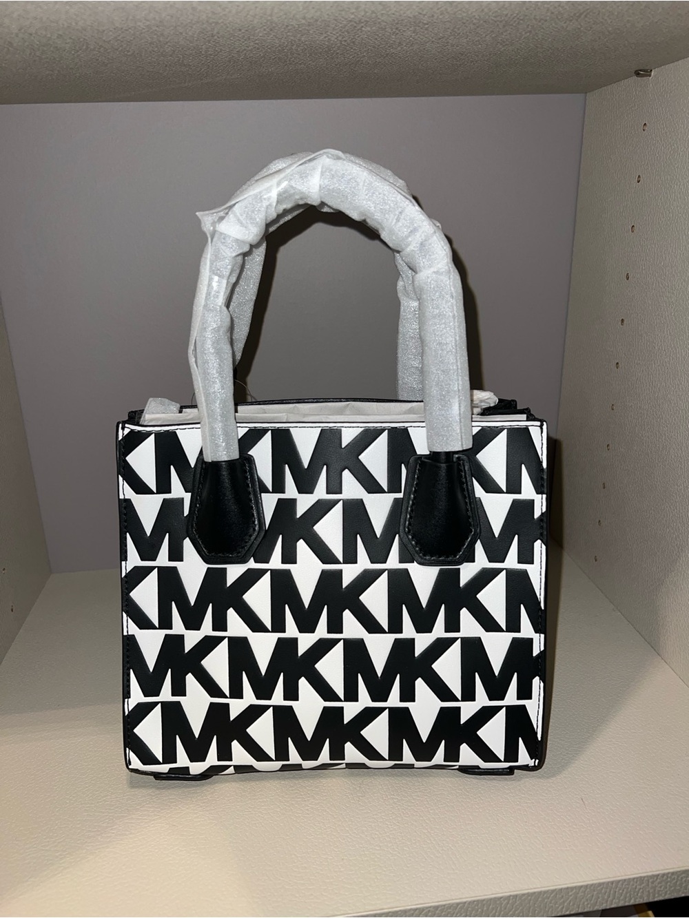 Michael Kors Black & White MK Logo Satchel